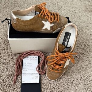 True-Star Golden Goose Tan Suede Sneakers